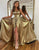 Sparkly Golden A Line Long Prom Dress With Slit