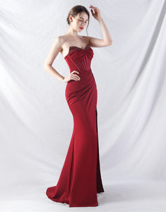 Graceful Sheath Strapless Formal Dress with Side Split