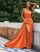 A-Line Orange Prom Dress Side Split Evening Dress