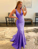 V-neck Sequin Long Mermaid Prom Dress