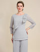 Grey Long Sleeves 2 Piece Mother of the Bride Pant Suits