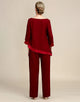 Burgundy Long Sleeves 2 Piece Mother of the Bride Pant Suits