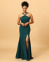 Green Mermaid Chiffon Bridesmaid Dress with Slit
