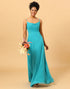 Spaghetti Straps Chiffon Jade Bridesmaid Dress