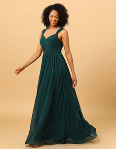 Chiffon Green Bridesmaid Dress with Ruffles