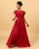 Chiffon Burgundy Bridesmaid Dress with Ruffles Sleeves