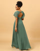 Chiffon A-line Green Bridesmaid Dress with Slit