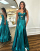 A-Line Sweetheart Neck Hollow Prom Dress with Sweep Train