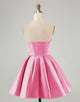 Cute Fuchsia A Line Sweetheart Corset Homecoming Dress with Beading