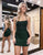 Dark Green Halter Bodycon Sparkly Homecoming Dress With Appliques
