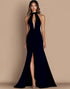 Black Halter Cut Out Mermaid Gala Dress with Slit