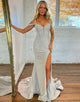 Sparkly Grey Beaded Mermaid Long Prom Dress With Slit