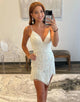 White Glitter Beaded Homecoming Dress With Fringe