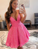 Glitter Hot Pink A-Line Short Homecoming Dress