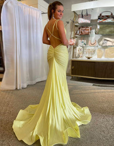 Lavender Mermaid Open Back Prom Dress