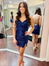 Dark Blue Sparkly Bodycon Homecoming Dress