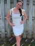 White Square Neck Sheath Homecoming Dress