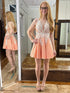 Blush V Neck A Line Homecoming Dress With Appliques