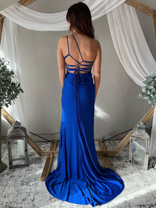 Royal Blue Mermaid One Shoulder Long Prom Dress