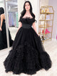Black Strapless Princess Long Prom Dress