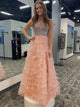 Blush V Neck A Line Long Prom Dress With Beading