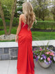 Red Strapless Corset Sheath Long Prom Dress