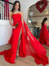Red Strapless Mermaid Long Prom Dress