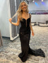 Black Sprakly Spaghetti Straps Mermaid Long Prom Dress