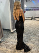 Black Sprakly Spaghetti Straps Mermaid Long Prom Dress