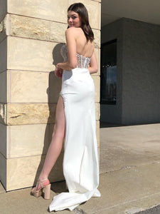 White Mermaid Sweetheart Prom Dress With Beading