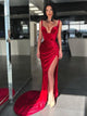 Red Mermaid Long Prom Dress with Split