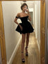 Black Off the Shoulder A Line Homecoming Dress