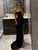 Black Strapless Sleeveless Long Prom Dress With Slit