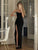 Black Spaghetti Straps Long Prom Dress With Slit