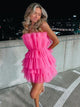 Pink Strapless Sheath Sleeveless Homecoming Dress