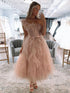 One Shoulder Blush Tulle A Line Long Prom Dress