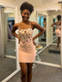 Blush Spaghetti Straps Bodycon Homecoming Dress With Beading