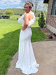 One Shoulder White Mermaid Feather Long Prom Dress With Split