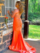 Orange Mermaid Halter Long Prom Dress