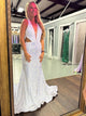 Mermaid Sequin White Halter Cut Out Long Prom Dress