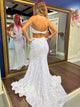 Mermaid Sequin White Halter Cut Out Long Prom Dress