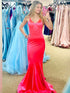 Pink Spaghetti Straps Mermaid Prom Dress