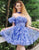 Blue A Line Off the Shoulder Homecoming Dress