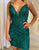 Dark Green Glitter Tight Homecoming Dress with Appliques