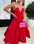 Red Strapless A Line Homecoming Dress