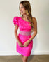 Fuchsia One Shoulder Beading Homecoming Dress