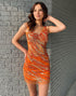 Orange V Neck Glitter Bodycon Homecoming Dress