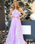 Strapless Light Purple Long Prom Dress With Feathers