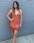 Orange V Neck Glitter Bodycon Homecoming Dress With Tassels