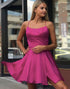 Spaghetti Straps Fuchsia A Line Homecoming Dress